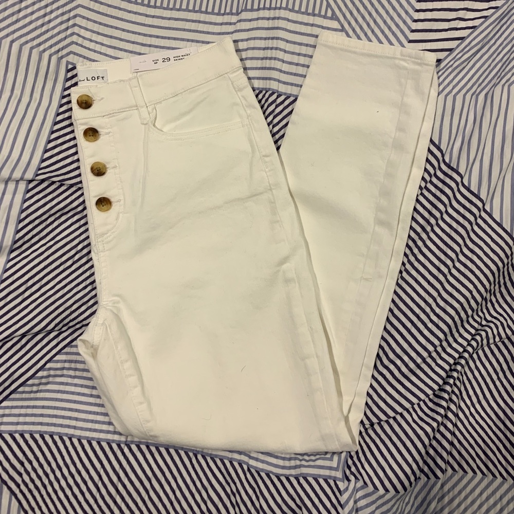 NWT Loft High Waist Skinny Jeans - White